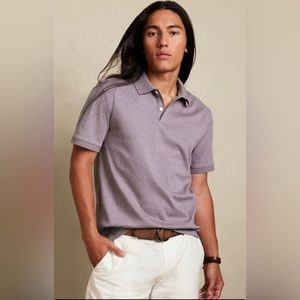 Banana Republic, Slim Fit Polo, Size Large, Light Purple Heather